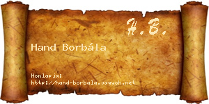 Hand Borbála névjegykártya